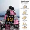 Happy 40th Birthday Customize Text Blanket Cozy Customizable Blanket Soft Warm Cozy for Livingroom Sofa Seaside Picnics Four Seasons Universal