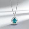 Xian Can Jewelry S925 Silver Oval Paraiba Pendant with Floral Halo Necklace