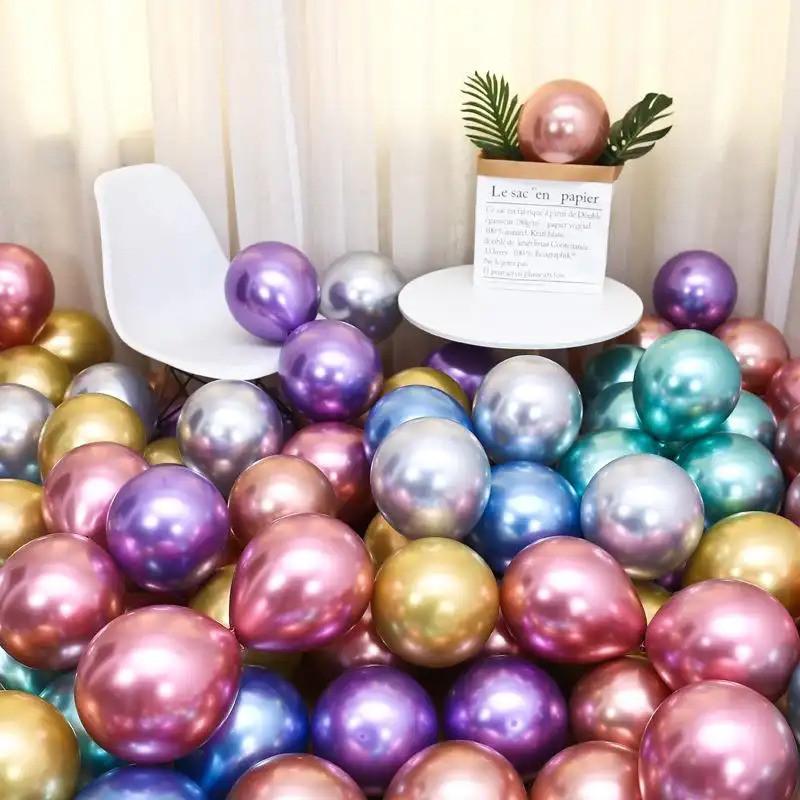 10 Inch Metallic Pink Balloons Metal Blue Silver Gold Balloon Wedding Anniversary Birthday Party Baby Shower Decoration