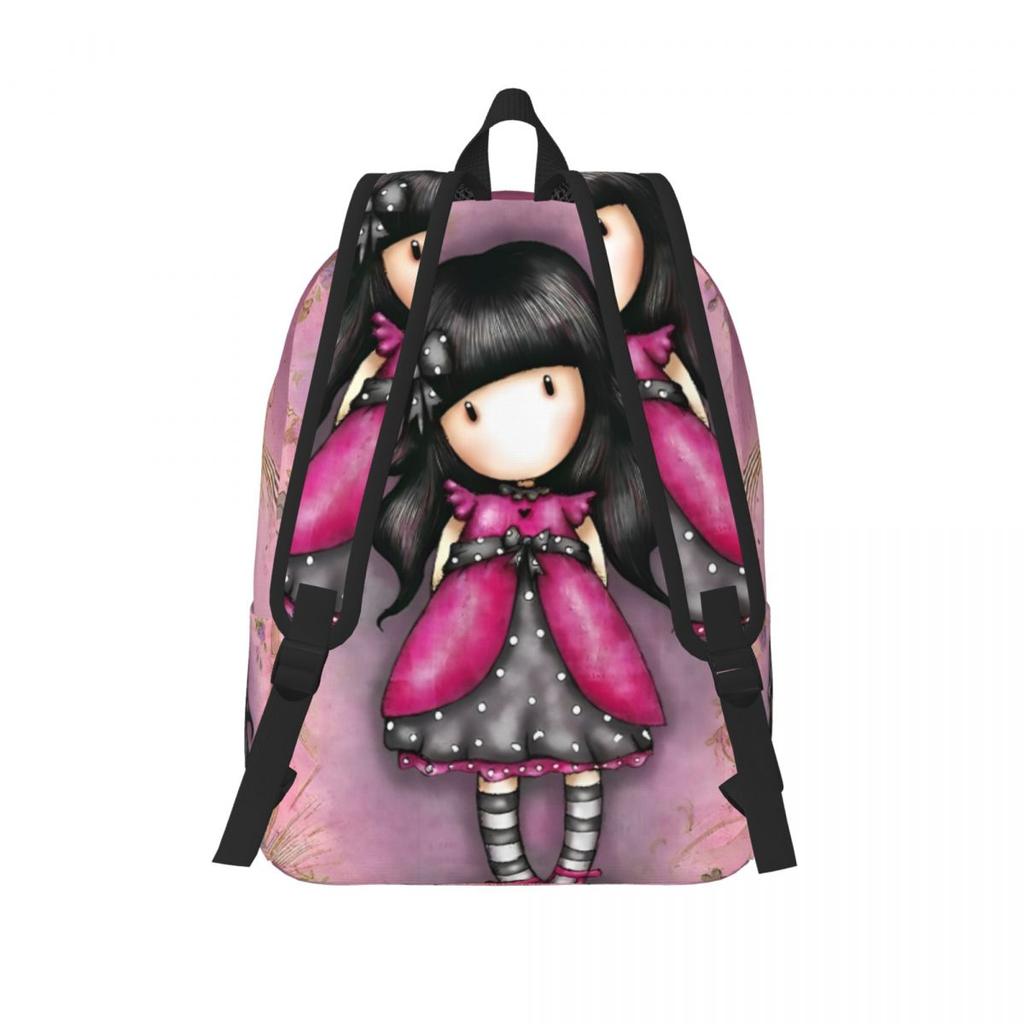 Cute Doll Decor Student School Bookbag for Men Women Middle High College Daypack with Pocket
