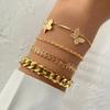 3PCS Fashion Thick Chain Link Bracelets for Women Vintage Snake Chain Gold Color Silver Color Bangles Bracelets Set Punk Jewelry