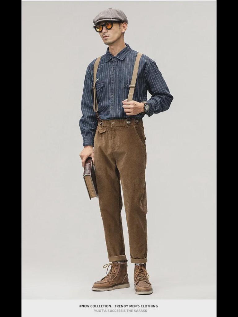 "Męskie spodnie sportowe w stylu retro punkowym - kombinezon w stylu brytyjskim"