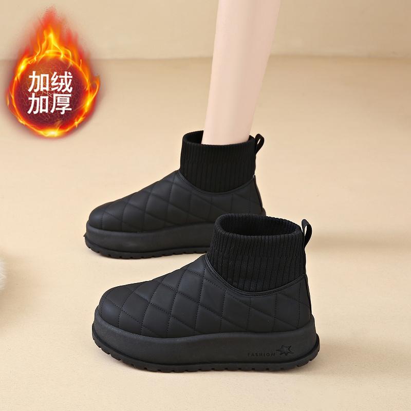 CRLAYDK Classic Women's Winter Snow Boots Faux Fur Lined Warm Ankle Outdoor Shoes Platform Slip On Short Walking Sock Booties