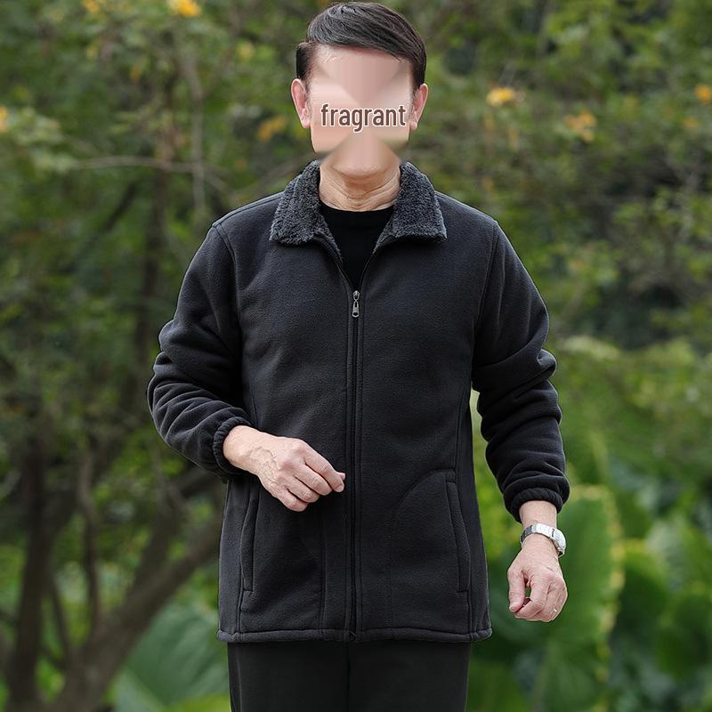 Men’s Winter Fleece Outerwear: Plus Velvet Sweatshirts for Middle-Aged and Elderly Dads and Grandpas