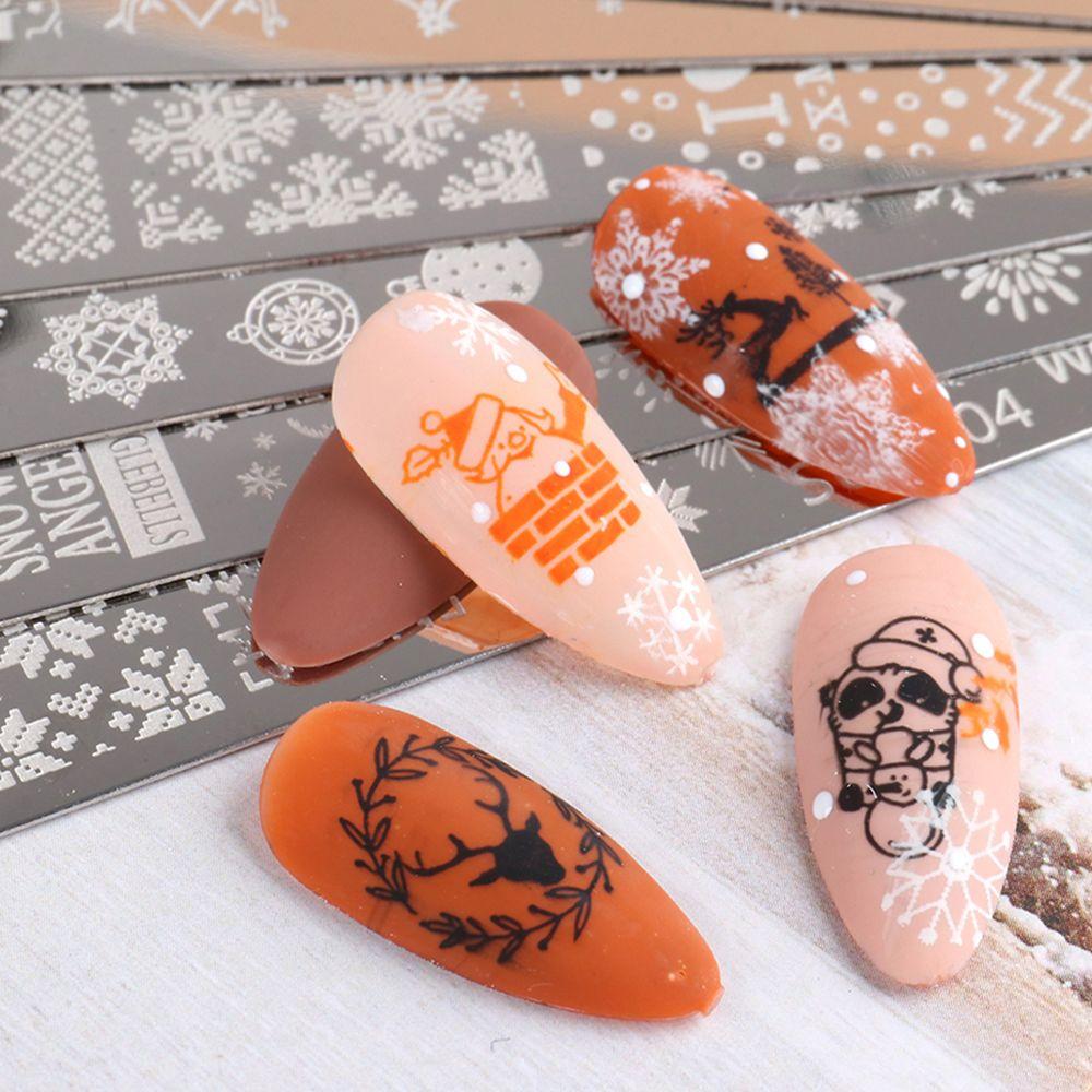 Snowflake Winter Nail Stamping Plate Image Paint Polish Stencil Nail Art  Template Stainless Steel