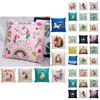 Cute Modern Unicorn Throw Pillow Cover Soft Polyester Cartoon Cushion Case 45x45cm