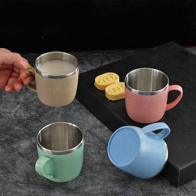 Stainless Steel Cup Coffee Mugs Anti-scalding Double-layer For Children