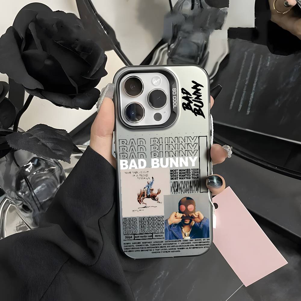 B-Bad Bunny Art Album Etui na Telefon Dla iPhone 17 16e 16 15 14 13 12 11 mini Pro Max X XR XSMAX 8 7 Air Plus Przeciwupadkowe Matowe Pokrowiec
