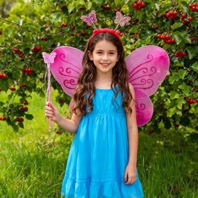 1 Set Girls Butterfly Wings Kids Foldable Butterfly Fairy Wings Hairband And Wand Fairy Costume Props for Halloween Parties Cosplay Photo Shoots