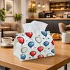 1pc Tissue Box Holder with Patriotic American Sketch Design-Red Blue Balloon Star Celebration,Durable Polyester,Ideal for Kitchen,Living Room,Bedroom,