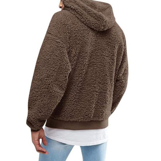 Solid Color Fashion Casual Men Drawstring Hooded Long Sleeve Pullover Hoodie