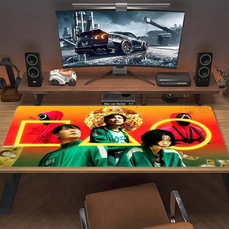 Squid Game Poster Color Mouse Pad Large Gaming Table Cushion Non-slip Laptop Tablet Big Mousepad XXL Mat Mini PC Playmat With Lock Edge