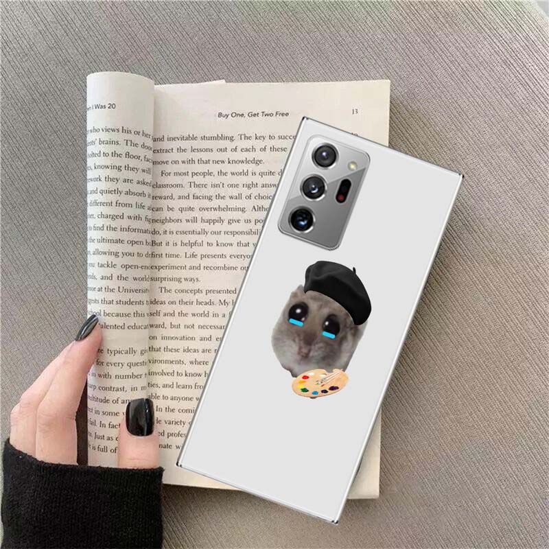 Funny Sad Hamster Meme Phone Case For Samsung Galaxy S25 Edge S24 S23 FE S22 S26 Ultra S21 S20 S10 Plus Capa Soft