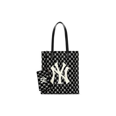 Monogram Serie NY Yankees Retro All Over Print Stort Logo Lodret Polyester Tote Taske Kvinder Tote Taske Sort 3AORL011N-50BKS