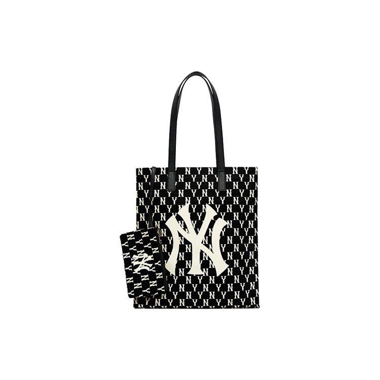 

MLB Monogram Series NY Yankees Retro All Over Print Large Logo Vertical Polyester Tote Bag Women Tote Bag Black 3AORL011N-50BKS Black