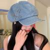 Cowboy Star Cloud Hat Spring And Summer Washed Beret Women'S Big Head Circumference Showing Face Ducktongue Bud Hat