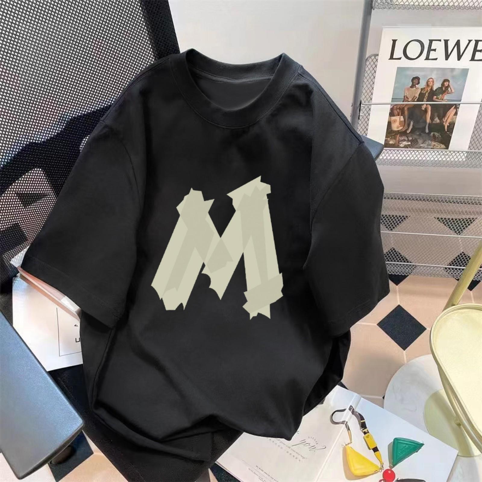 Летняя свободная футболка с коротким рукавом и круглым вырезом для пары XXL чёрный 890₽