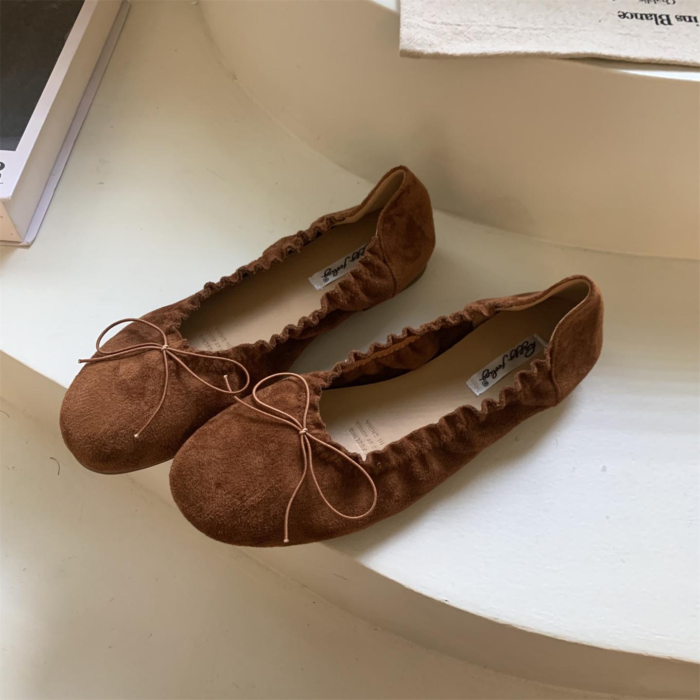 

Bailamos Совершенно новые женские балетки Модные балетки с круглым носком и бантом Слипоны Мягкие балетки Женские повседневные балетки 35