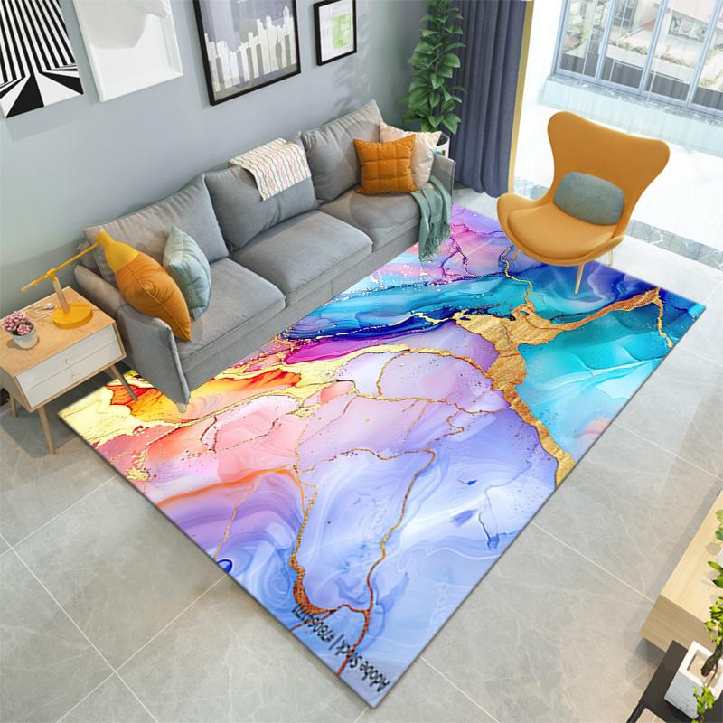 1PC Marble texture printed Carpet Rug for Living Room Bedroom Home Sofa Decoration,Non-slip Floor Mat Floor mat
