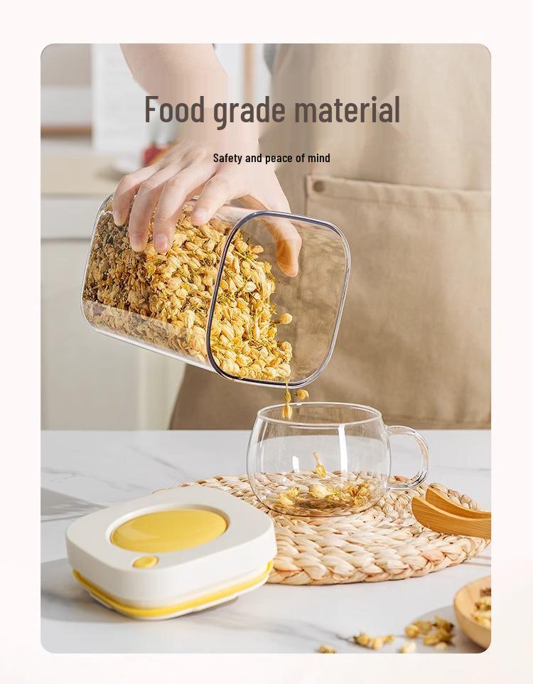 Press-Down Vacuum Seal Food Storage Jar for Coffee Beans & Grains