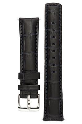 Signature Freedom Watch Band, Replacement Watch Bracelet, Genuine Leather, Steel Buckle (Blue, 24mm)