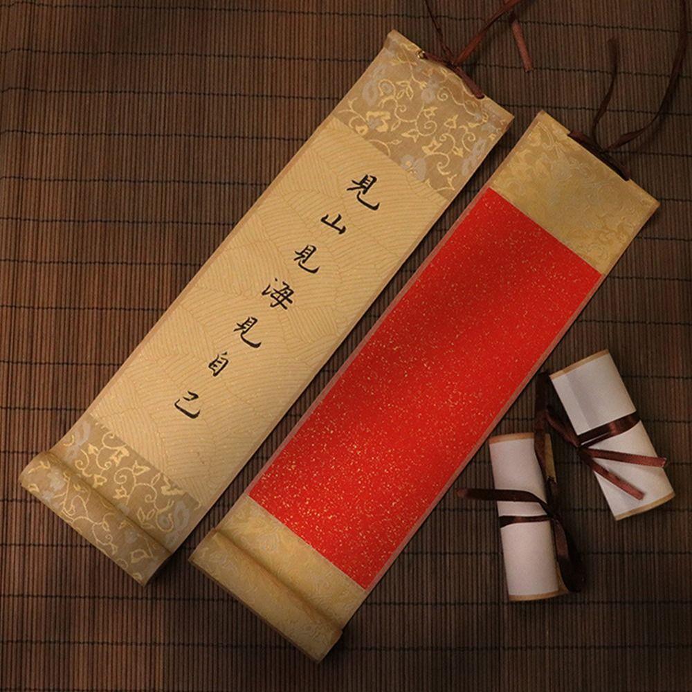 Blank Hanging Scroll Mini Batik Trumpet Scroll Calligraphy Mounting Scroll Office Home Decor