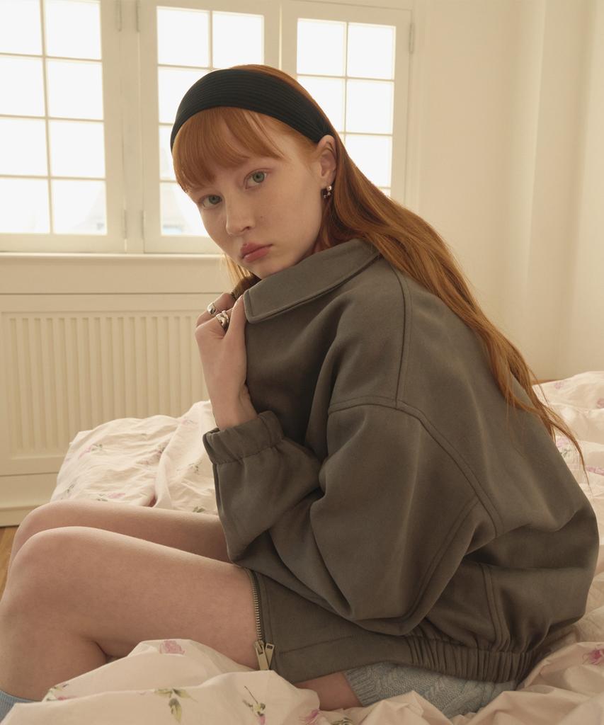 Black Moment Signature Suede Oversized Jacket 2Way [Grey]