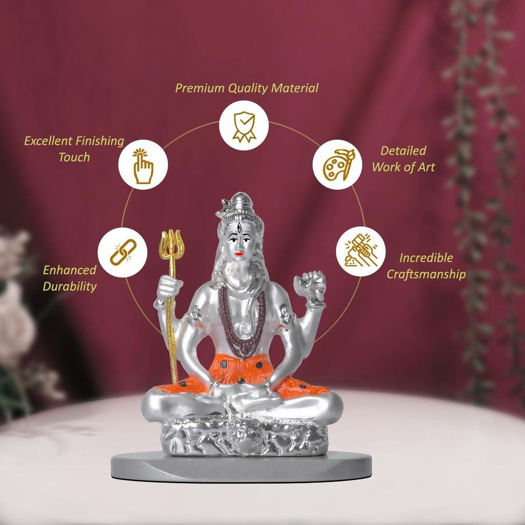Lord Shiva Idlos for Car Dashboard Shivji Statue for Peace and Prosperity Mahadev Religious Idol and Figurines for Home Decor Showpiece, Office, Pooja