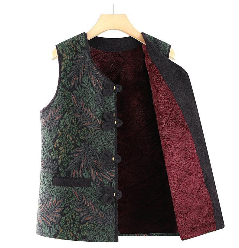 Plus Velvet Autumn/Winter Vest for Middle-Aged & Elderly Women - Button-Up, Grandma, Warm, Thicker Design