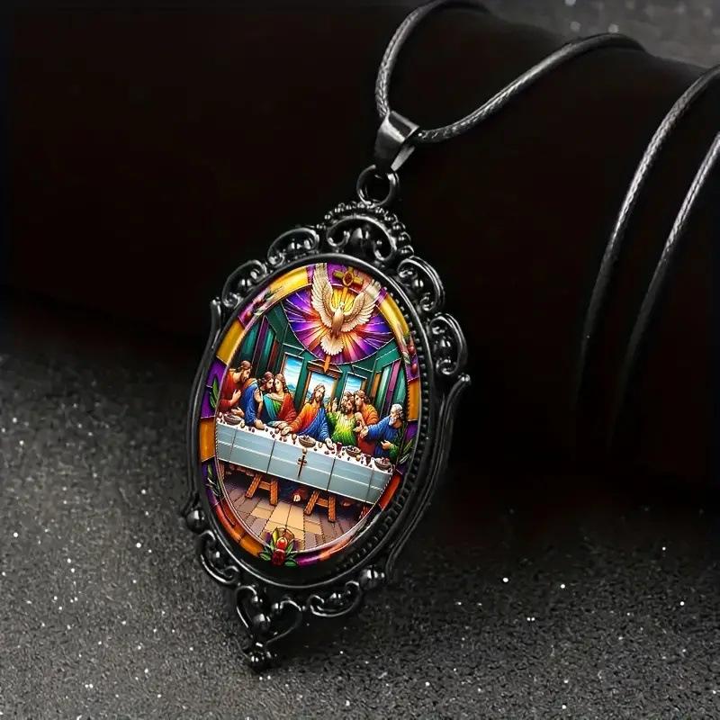 Pendant Elegant Black Frame Mosaic - Stylish and Romantic Gift Necklace