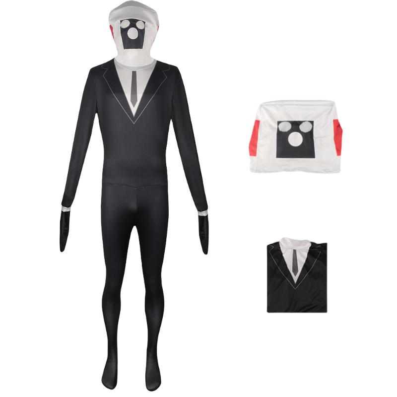 

Toilet Skibidi Tv Man Cosplay Jumpsuit Tight Halloween Party Game Playing Role Monitor,3XL