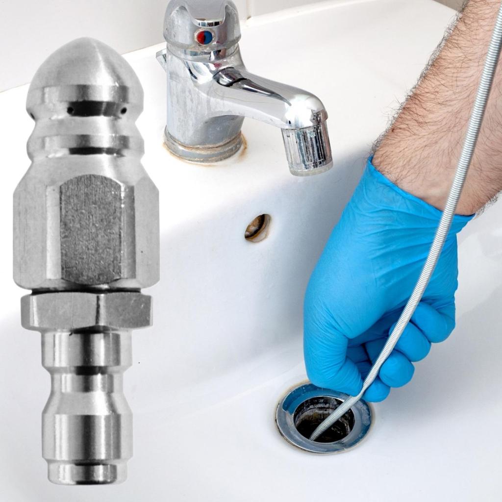 High Pressure Sewer Nozzle High Pressure Drain Jetter Hose Nozzle 1/4 Inch Stainless Steel Unclogging Pipe Tool For Residential
