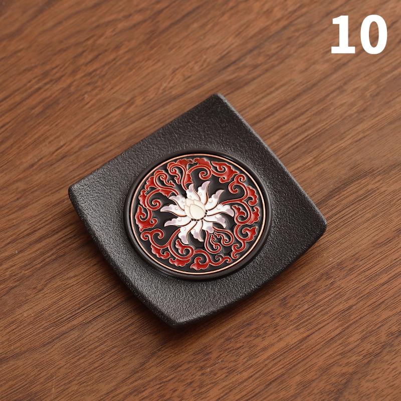 Enamel Chinese Style Coaster Square Non-slip Heat Insulation Tea Cup Mat Tea Ceremony Kung Fu Tea Pads Tea Set Accessories