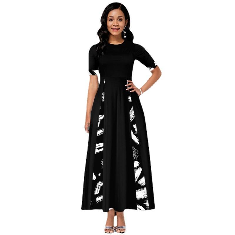 

Women s Long Dress Round Neck Long Sleeve Maxi Dress with Belt S чорний