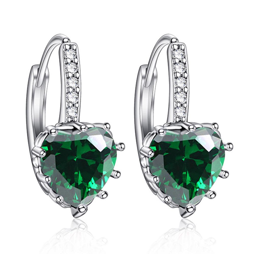 Korean Style Multi-Color Heart Zircon Earrings for Women