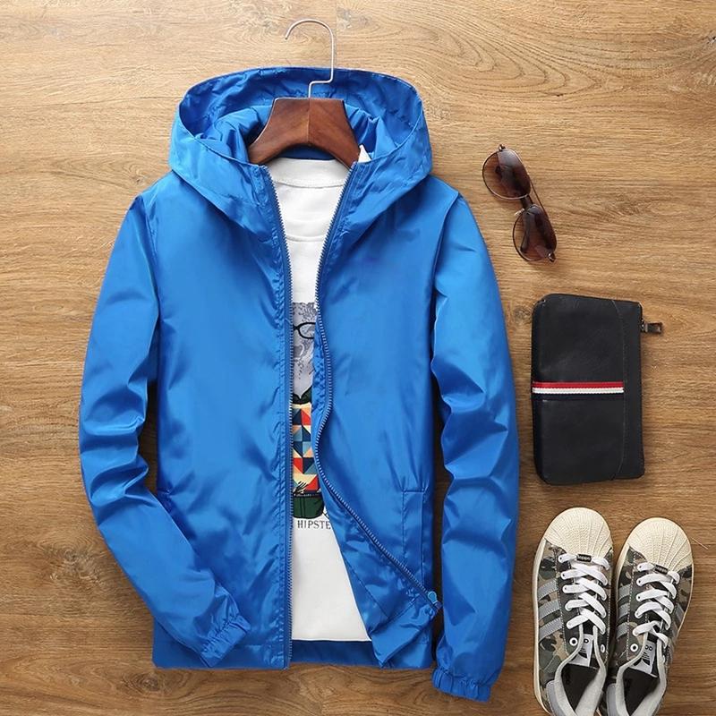 Men's Casual Coat Spring Autumn Bomber Jacket Hooded Windbreaker Sport Running Jackets Men