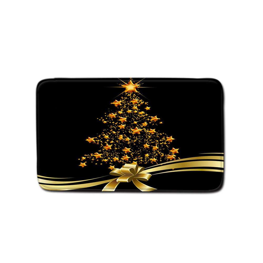 Christmas Waterproof Shower Curtain Four-Piece Combination Floor Mat Entrance Door Mat Bedroom Living Room Carpet