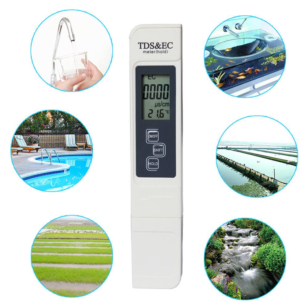 

3-in-1 Digital LCD TDS EC Meter Pen Water Quality Detector Temperature Tester White