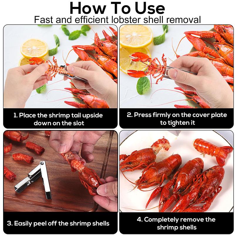 4Pcs Crayfish Peeler Tool, Stainless Steel Crawfish Sheller Device Quick Shrimp Tails Remover Tool Practical Gadget Accessories
