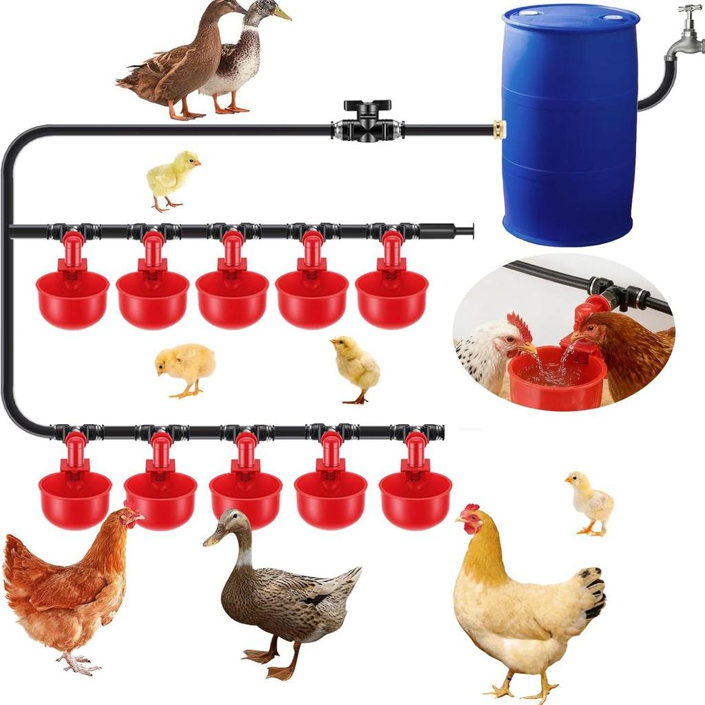 DIY Automatic Chicken Feeder Kit with Nipple Water Cup and PVC Tee Fittings