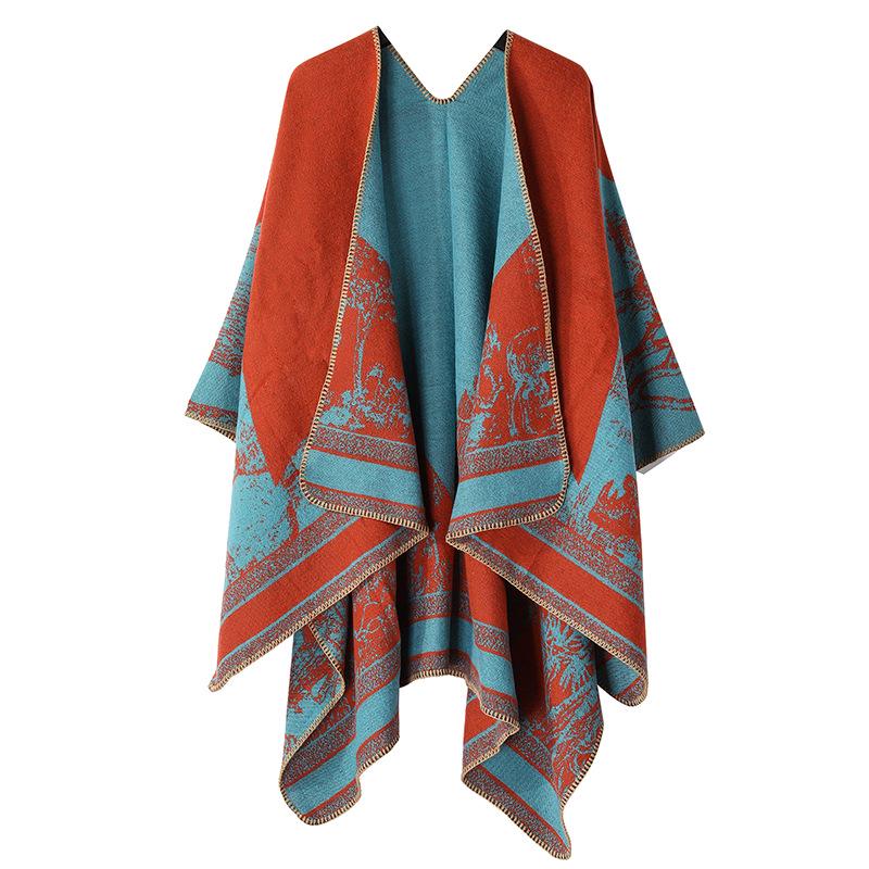 Autumn & Winter Imitation Cashmere Knitted Shawl - Artistic Travel-Ready Cape