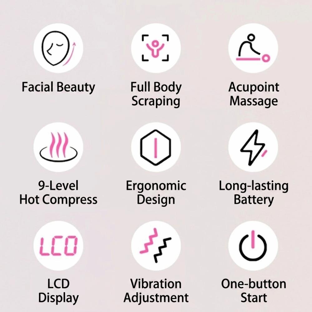Portable Electric Gua Sha Massager 9-Level Adjustable Beauty Massager Facial Skincare