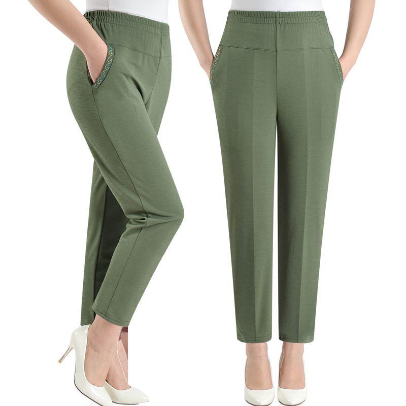 Summer Stretch High-Waist Casual Pants for Women - Loose, Straight-Leg, Grandma Style
