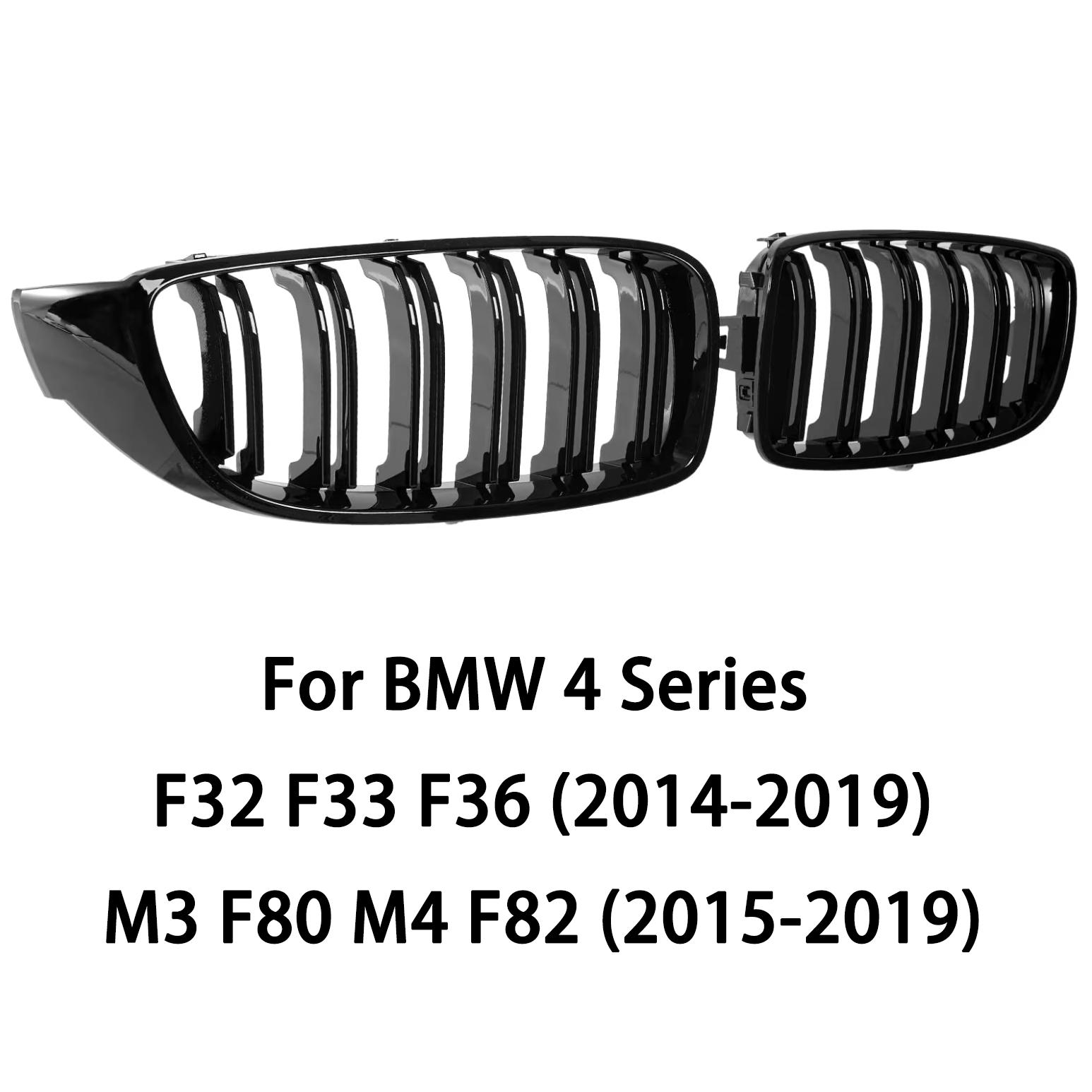F32 F33 F36 F80 F82 Grille Front Kidney Grille Grill for BMW 4 Series F32 F33 F36 (2014-2019) M3 F80 M4 F82 (2015-2019) Dual Slat Black