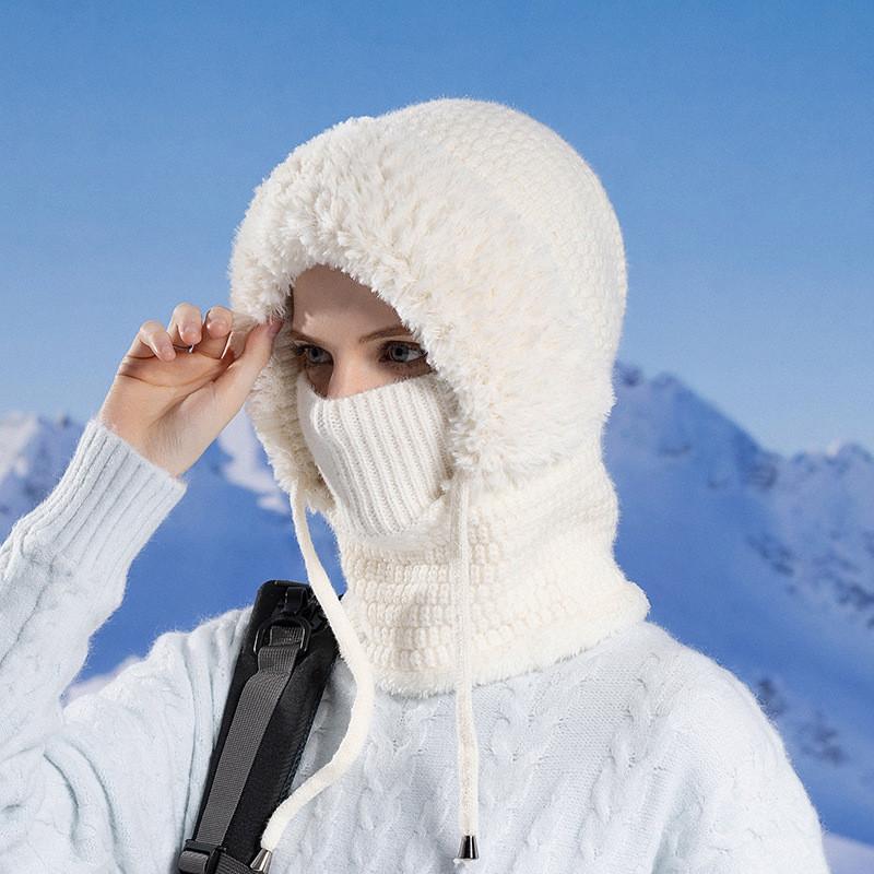 Knitted Winter Hat For Women With Neck Covering And Windproof Features For Outdoor Cycling