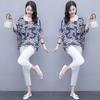 Large Size Women's Printed Suit Women's Quarter Casual Fashion Style Loose Two-piece Set