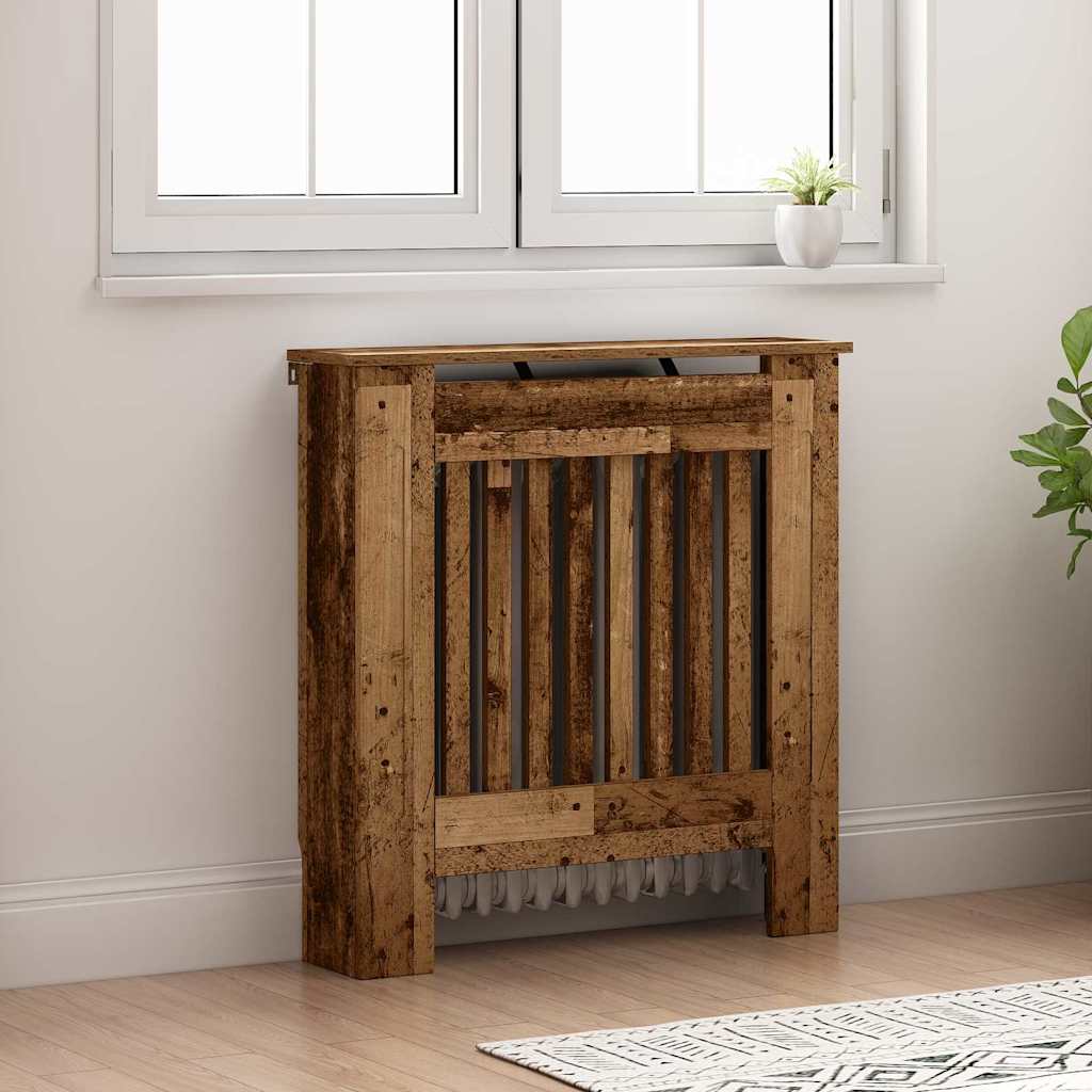 Radiator Cover Vintage Wood Look 78 x 19 x 81.5 cm Engineered Wood