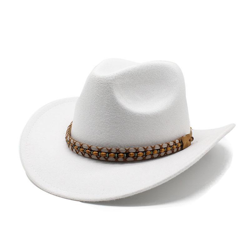 Popular Belt Buckle Big Edge Curling Top Hat, Western Cowboy Hat, Woolen Hat, Jazz Hat, Felt Hat