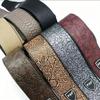 Wide Embossed PU Leather Guitar Strap Vintage Carved for Acoustic Electric Bass