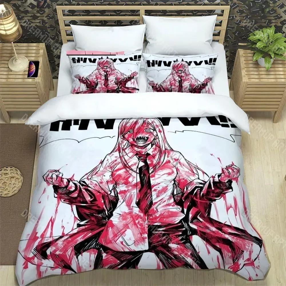 3D Print Fashion Anime Chainsaw Man Bedding Set Boys Girls Twin Queen King Size Duvet Cover Pillowcase Bed Boys Adult Bedroom